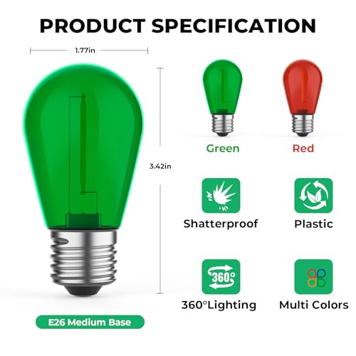 Shatterproof S14 LED Outdoor String Light Bulbs for Patio Light