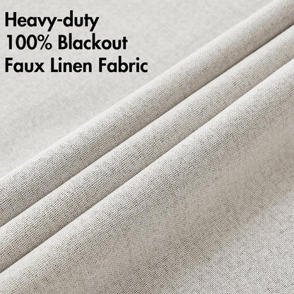 100% Blackout Linen Curtains for Bedroom 42x84 Inches Cream White (Cream White / 42"W x 84"L (Pack of 2))
