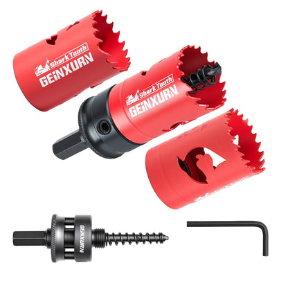 1-3/8 in(35mm) Hole Saw Set, HSS Bi-Metal Hole Cutter with Arbor and Hex Wrench, 5PCS Hole Saw Kit for Wood, Drywall, PVC Boards, Thin Metal & Plastic (5 PCS 1-3/8" Hole Saw Set)