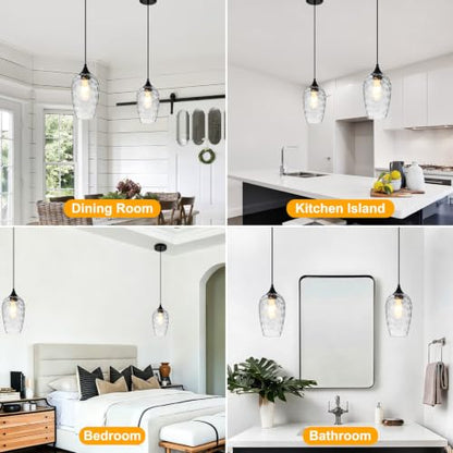 Modern Hammered Glass Pendant Lighting for Kitchen Island