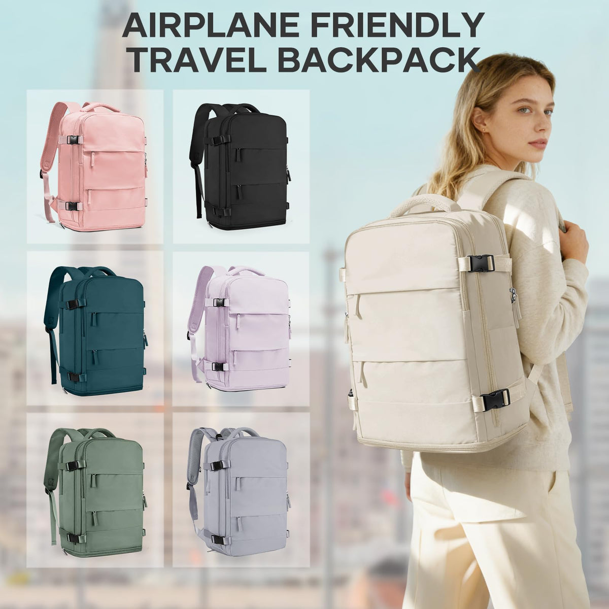 Travel Backpack For Women Men (Off-white / 25 liters)