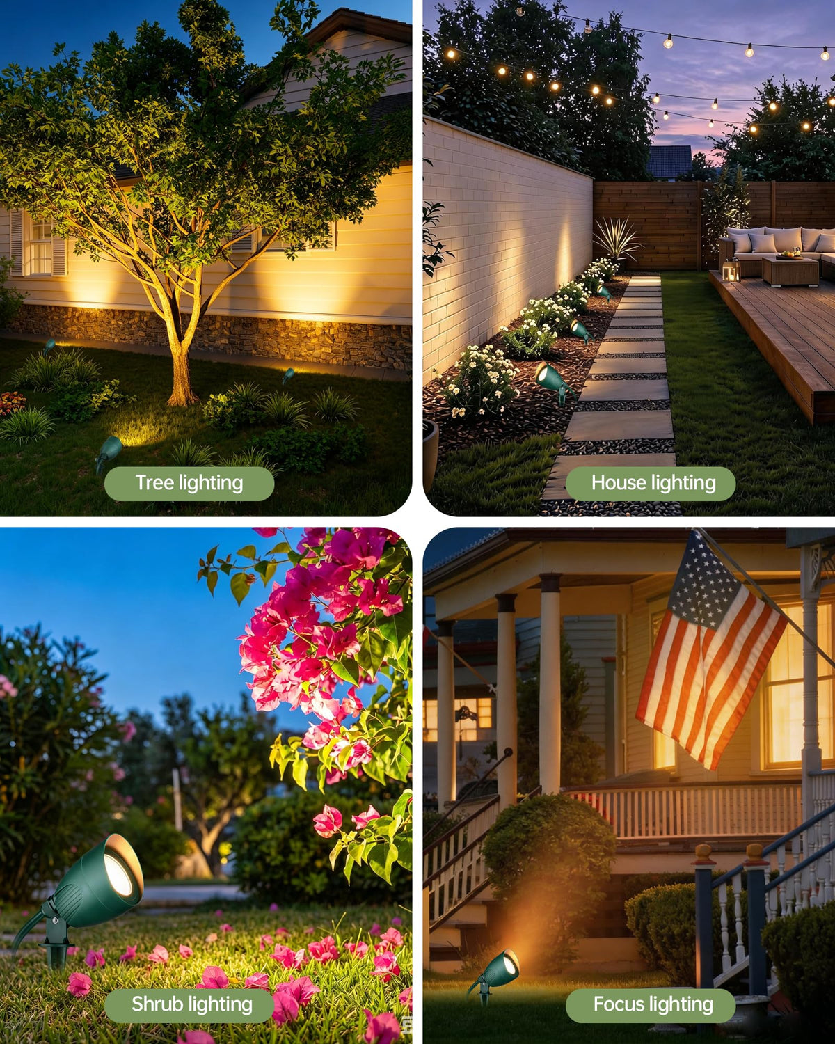 120V Landscape Spotlight (Green-Warm White)