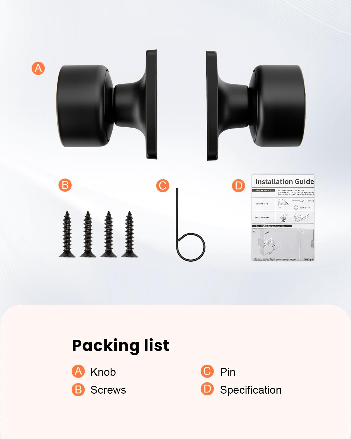Black Dummy Door Knobs (Black)