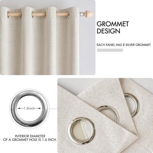 100% Blackout Linen Curtains for Bedroom 52x45 Inches Birch (Birch / 52"W x 45"L (Pack of 2))
