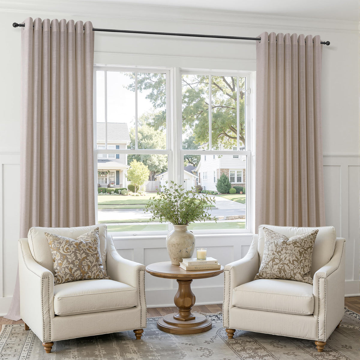 Oatmeal Grommet Linen Curtains 120 Inches Long for Living Room (Oatmeal / 52"W x 120"L (Pack of 2))