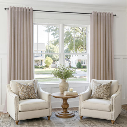 Oatmeal Grommet Linen Curtains 120 Inches Long for Living Room (Oatmeal / 52"W x 120"L (Pack of 2))