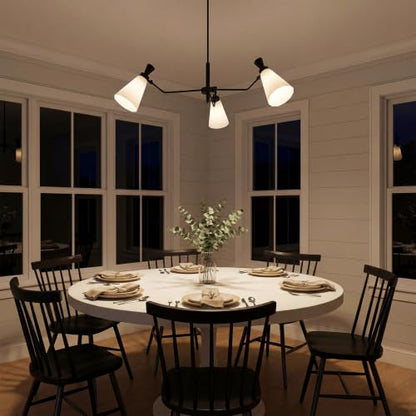 Chandelier Modern Farmhouse Dining Room Light Fixture with Milk Glass Shades