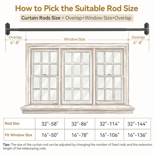 Curtain Rods Wrap Around Blackout 1 Inch Curtain Rods for Windows