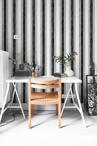 Black and White Wallpaper Peel and Stick Hand (Black/White / 17.3" x 78.7")