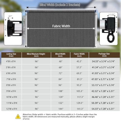 Outdoor Roller Shades for Patio (Grey / 84"W x 72"H)