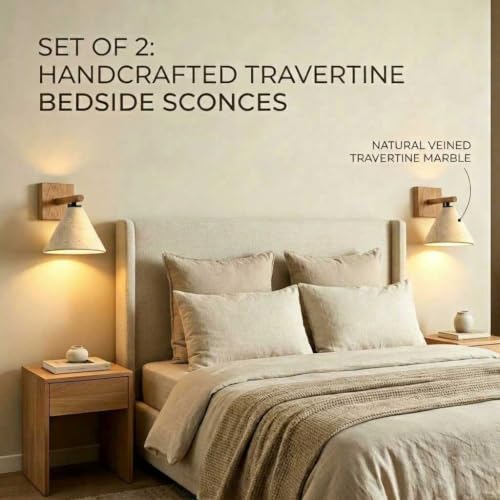Yellow Natural Travertine Wall Sconce Vintage Farmhouse Bedside Lamp