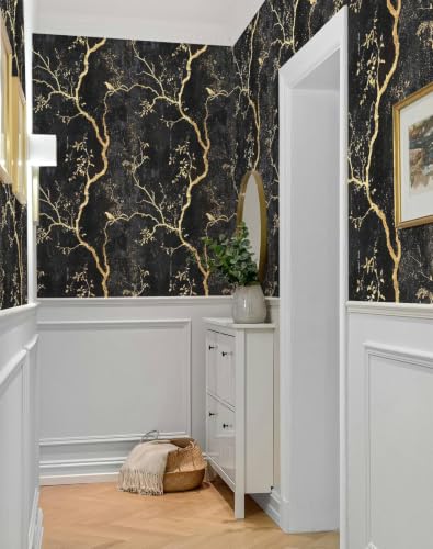 Black and Gold Peel and Stick Wallpaper