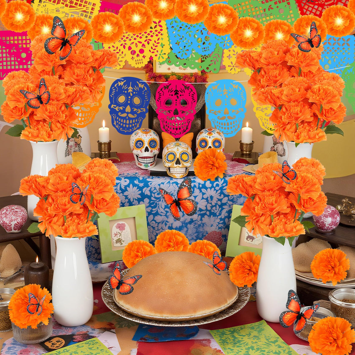 60Pcs Day of the Dead Decor (Orange)