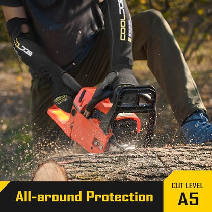 A5 Cut Resistant Touchscreen Work Gloves and Adjustable Arm Sleeves