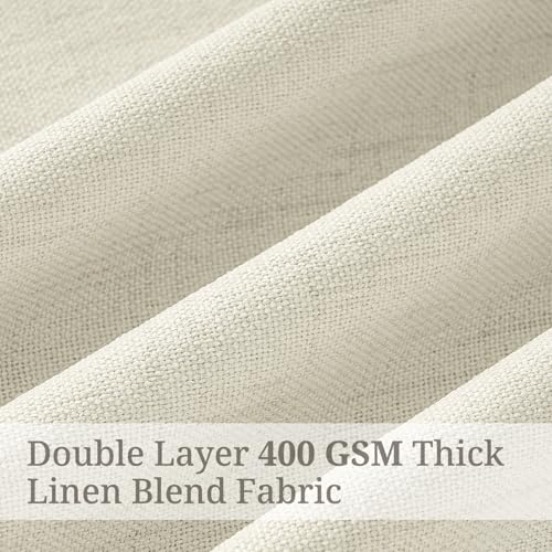 Cream Linen Textured Curtains 84 Inch Long Pinch Pleated Blackout 2 Panels for Living (Cream / 50"W x 84"L (Pack of 2))