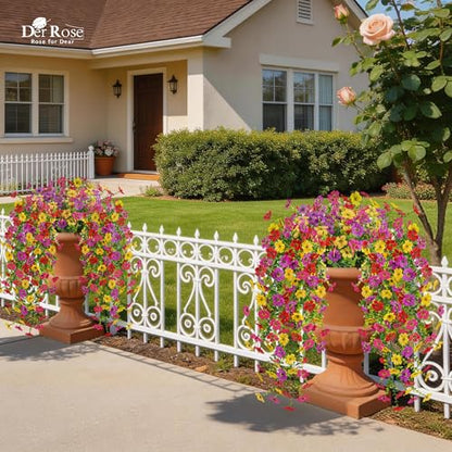 UV Resistant Artificial Hanging Flowers for Outdoors (Colorful)