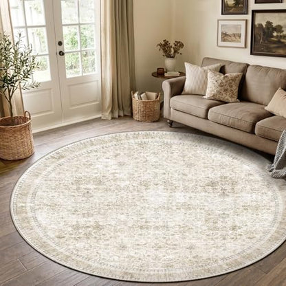 Round Rug 8ft (Beige / 8' (Round))