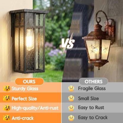 2 Pack Square Cross Glass Outdoor Wall Lights