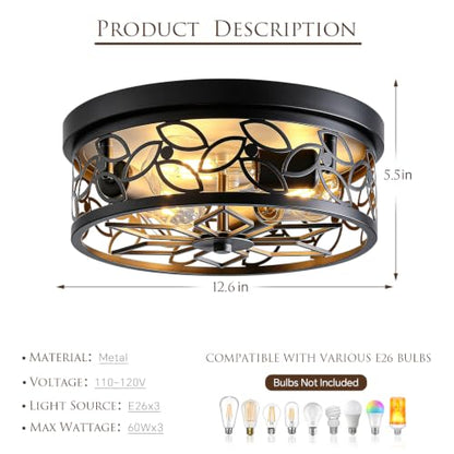 12.6" Gold Accent Flush Mount Ceiling Light