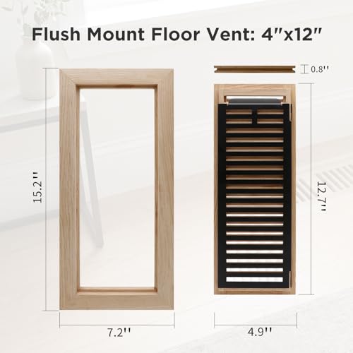 4x12 Inch Oak Floor Register (4x12 / White-2pcs)