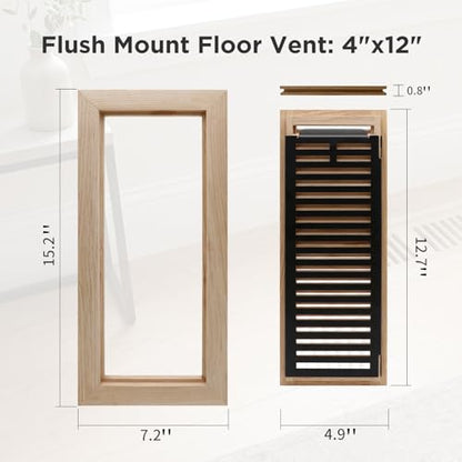 4x12 Inch Oak Floor Register (4x12 / White-2pcs)