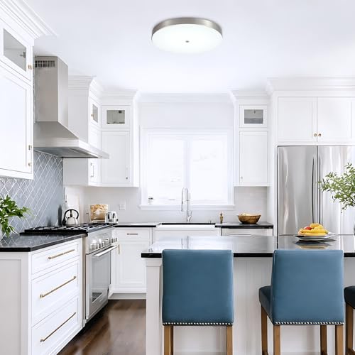 12 Inch Brushed Nickel LED Flush Mount Ceiling Light Fixtures