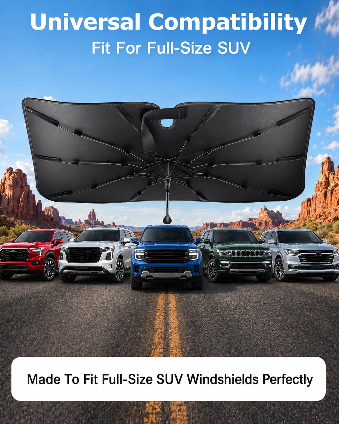 2026 Upgraded] Weektic Windshield Sun Shade Umbrella for Expedition
