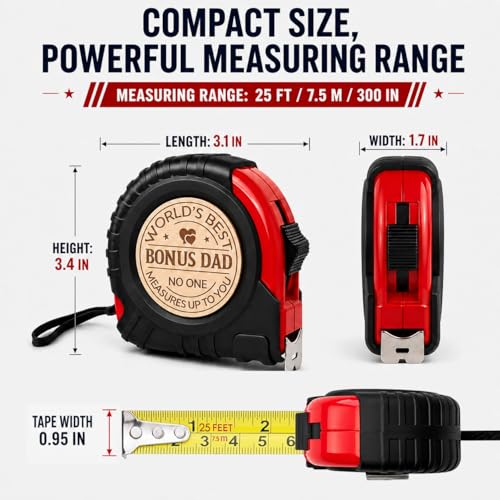 Gifts for Men Personalized Engraved Tape Measure Birthday Fathers Day from Daughter Son Woodworking Carpenter Tool Gifts for Men 7.5m