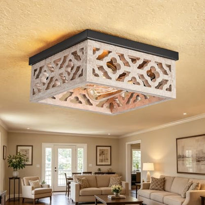 Farmhouse Flush Mount Ceiling Lights (Distressed White(10.5"Flush Mount))
