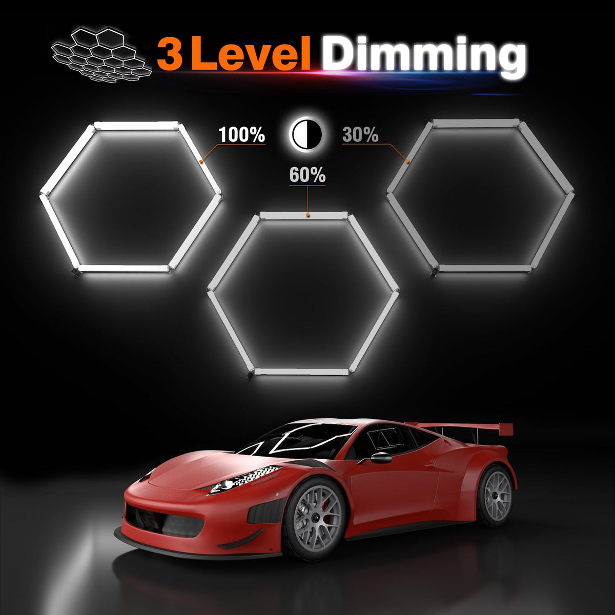 Dimmable Hexagon Garage Lights (22 HEX+NoBorder)