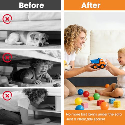 Under Couch Blocker for Kid and Pet Toys. Once Installed