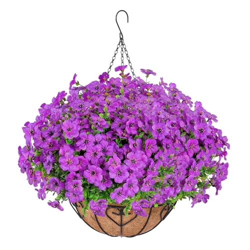 Artificial Hanging Flower for Outdoors (Purple / Hanging Artificial Flower(1 Pcs))