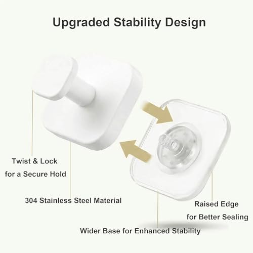 Suction Cup Hooks for Shower (White / 2 Pack)