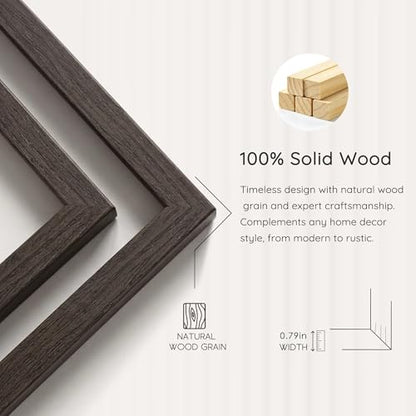 8x8 Solid Wood Frame Set of 2 (Walnut Wood Grain / 8x8)