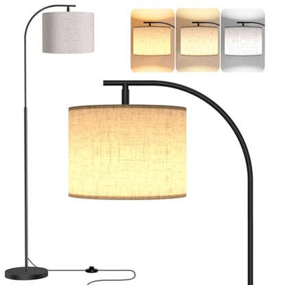 Floor Lamp with Linen Shade (Beige)