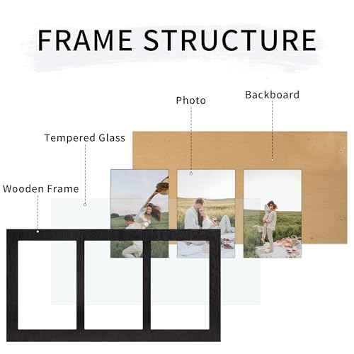 4x6 Collage Picture Frames (Rustic Black / 7x13.5in (1Pack))