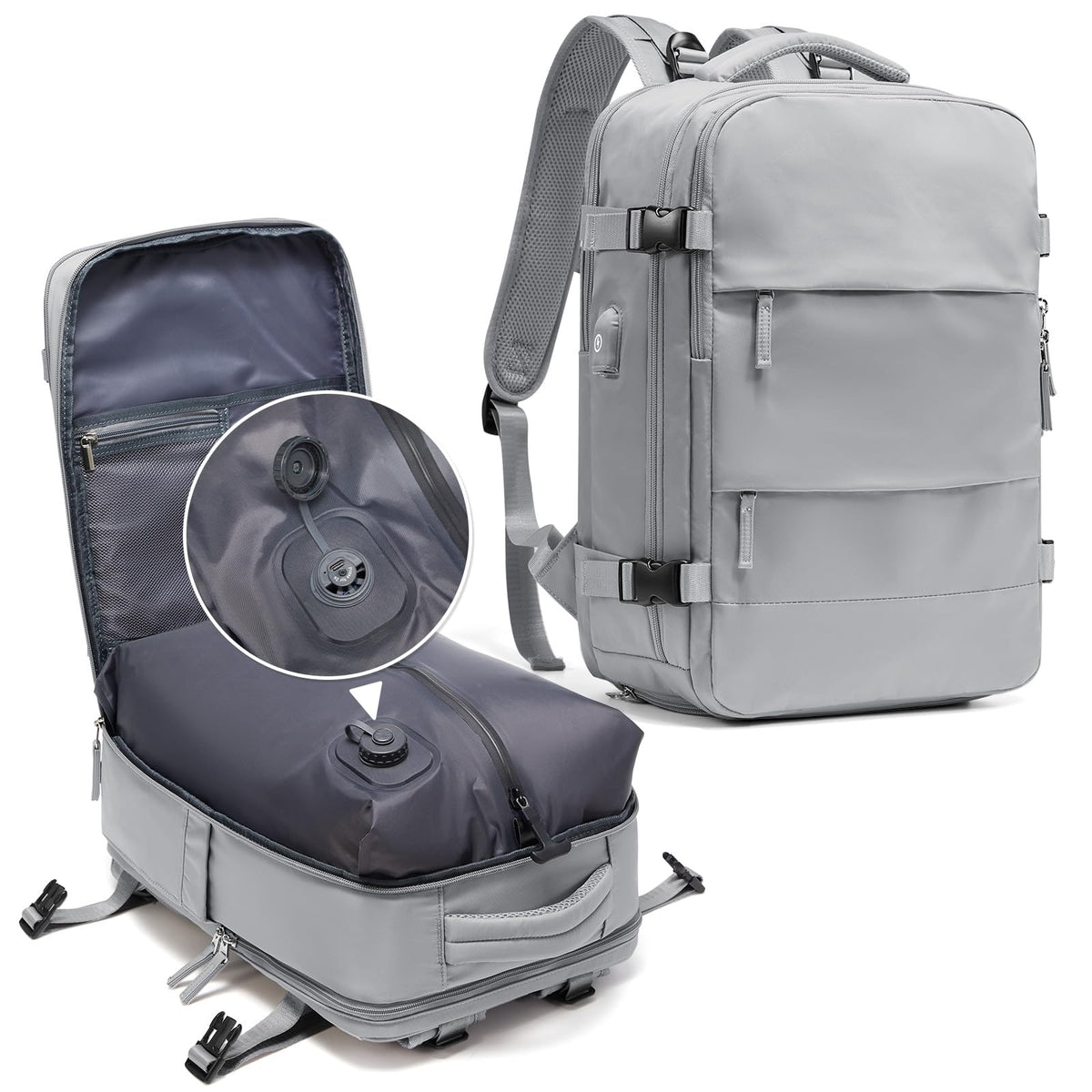 Vacuum Backpack Travel with Pump (A1-grey / 25 liters)
