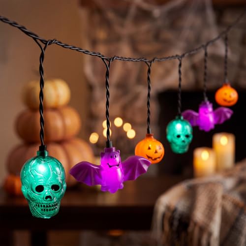 8.5FT Halloween Pumpkin Skull Bat String Lights (Pumpkin Skull Bat)