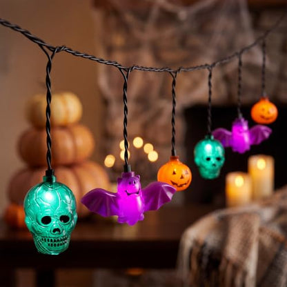 8.5FT Halloween Pumpkin Skull Bat String Lights (Pumpkin Skull Bat)