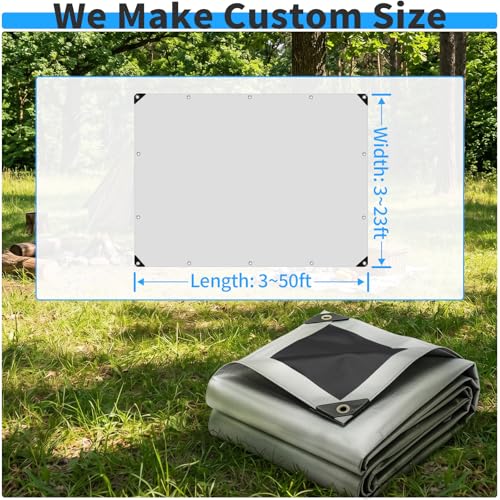16x20FT Tarp 12 Mil Tarps Heavy Duty Waterproof (Silver&black / 1 6 X 2 0 FT)