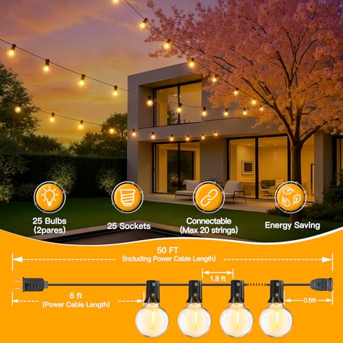 G40 String Lights Outdoor Plug in Patio Lights