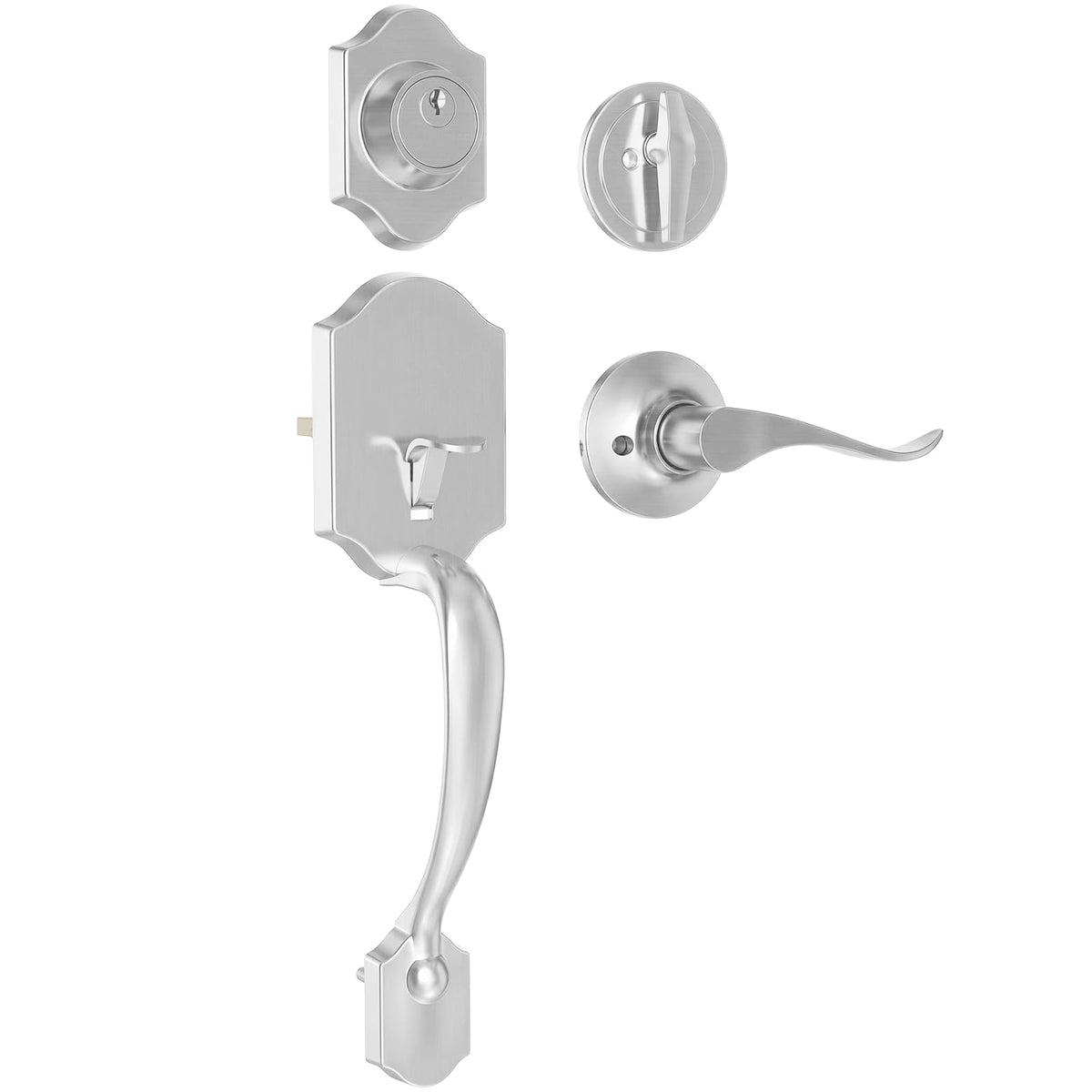 Front Door Handle and Deadbolt Set (Satin Nickel / 9913)