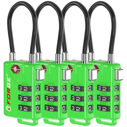 TSA Approved Luggage Locks (Green 4 Pack)