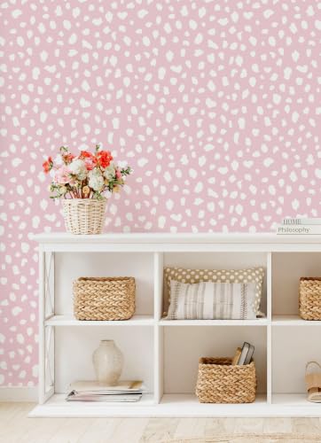 YT-XZ-04-Polka Dot Peel and Stick Wallpaper Black Pink Green Lepard Print