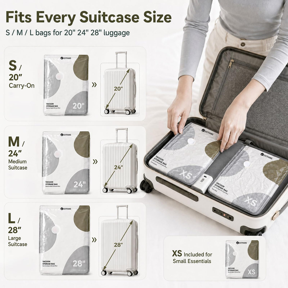 18 Pack Travel Vacuum Bags with Electric Pump