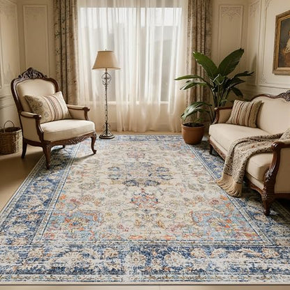 Washable Area Rug 5×7 for Living Room (Navy Brown / 5' x 7' (Rectangular))