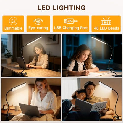 Clip‑On Desk Lamp (Dark Black / Medium)
