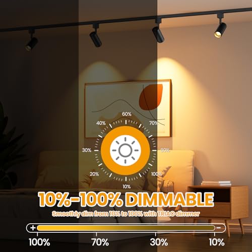 6-Light 5-Color Zoomable LED Track Lighting Kit with 6.6FT H Type Track Lighting Rail Black