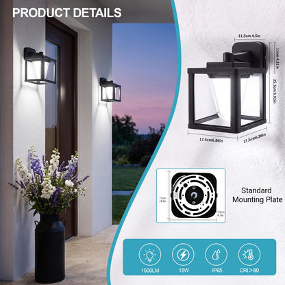 Outdoor LED Wall Sconces 15W (1/15w/6000k/Black)