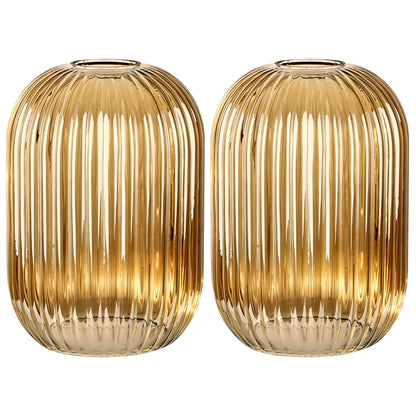 2 Pack Amber Ribbed Glass Lamp Shade (Amber)